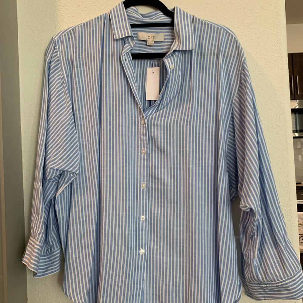 Loft Striped Pocket Tunic Shirt - Picture 4 of 4